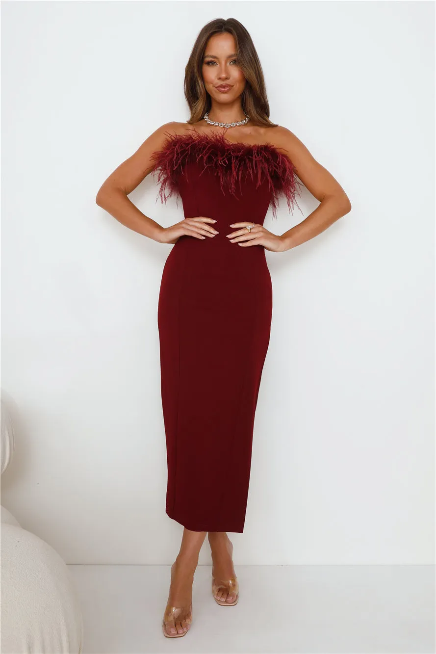 RUNAWAY Valentina Midi Dress Wine