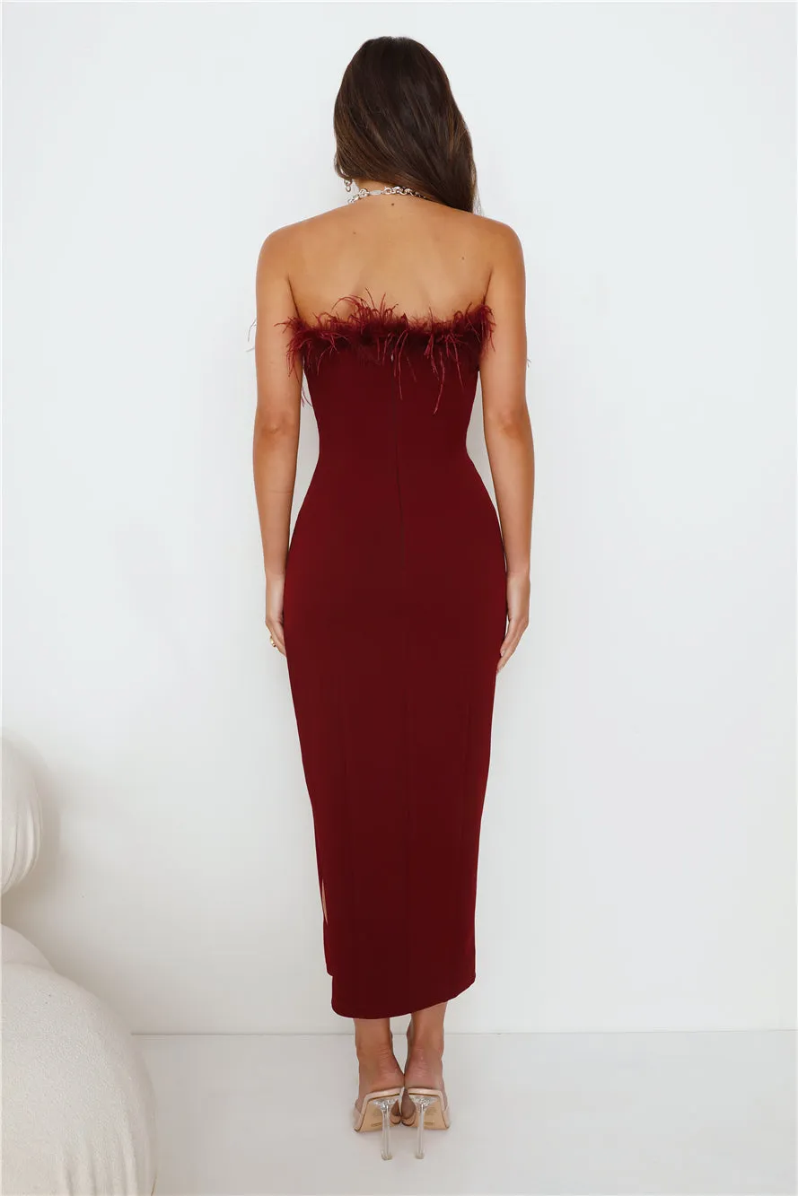 RUNAWAY Valentina Midi Dress Wine
