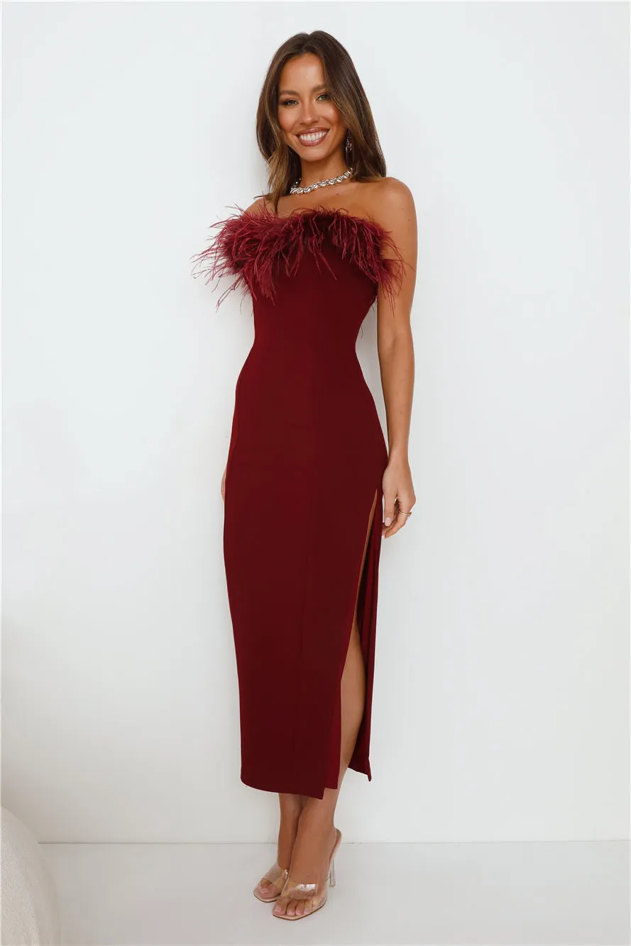 RUNAWAY Valentina Midi Dress Wine