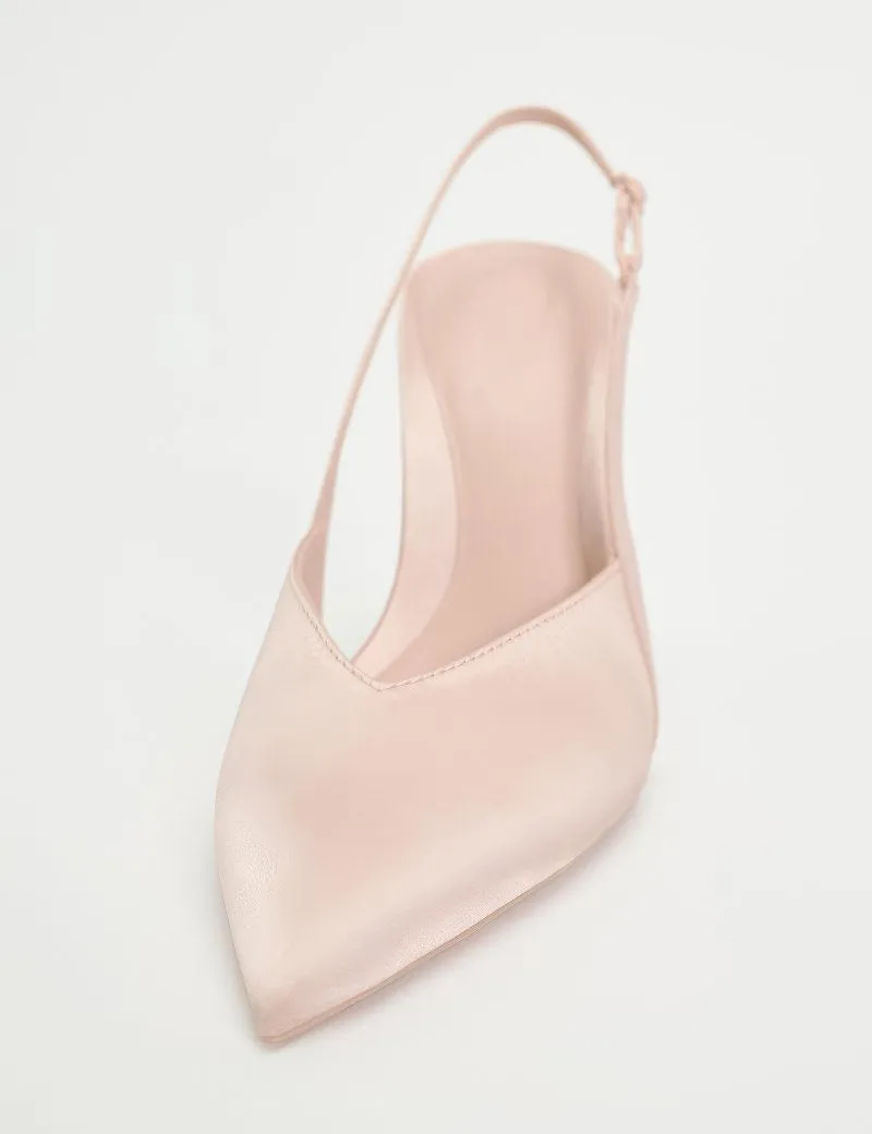 Satin Pointed Toe Slingback Heels