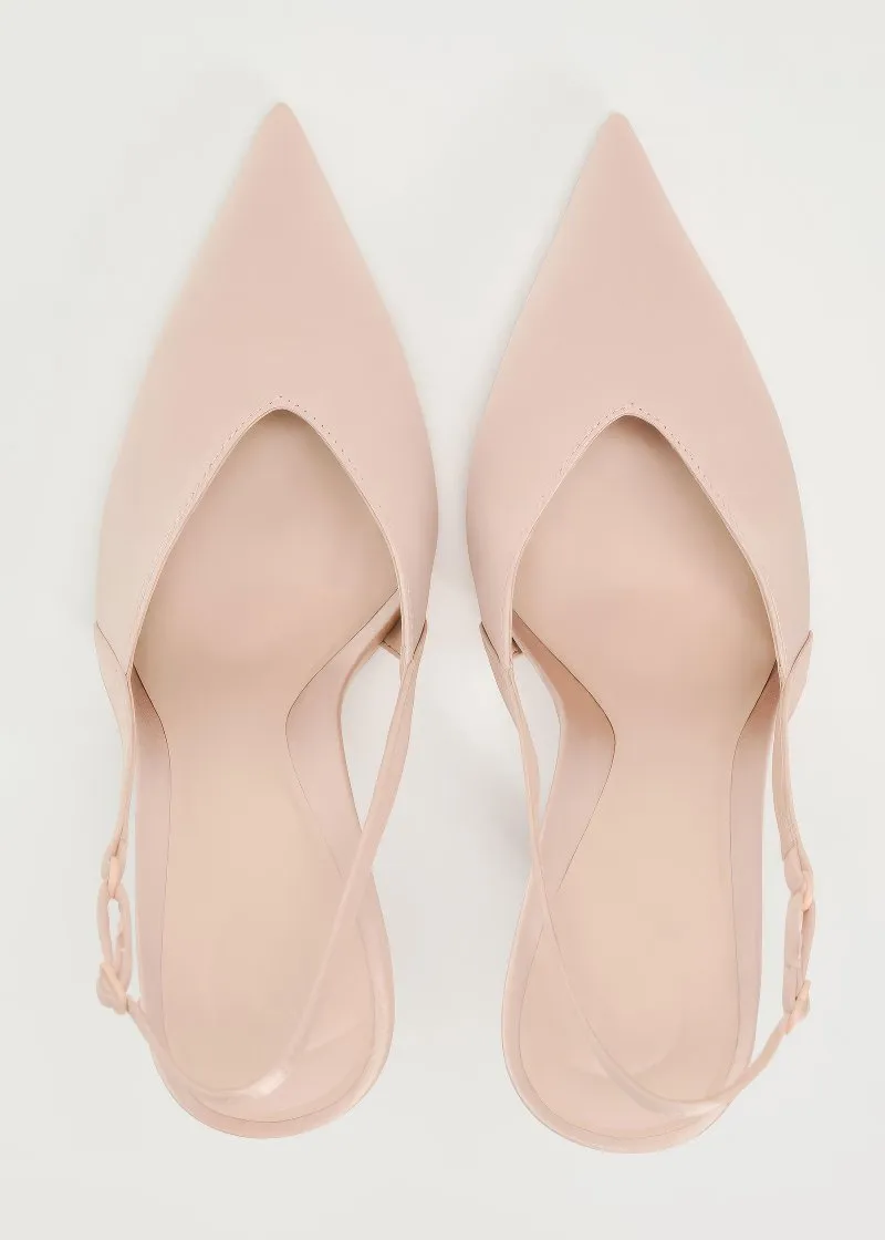 Satin Pointed Toe Slingback Heels