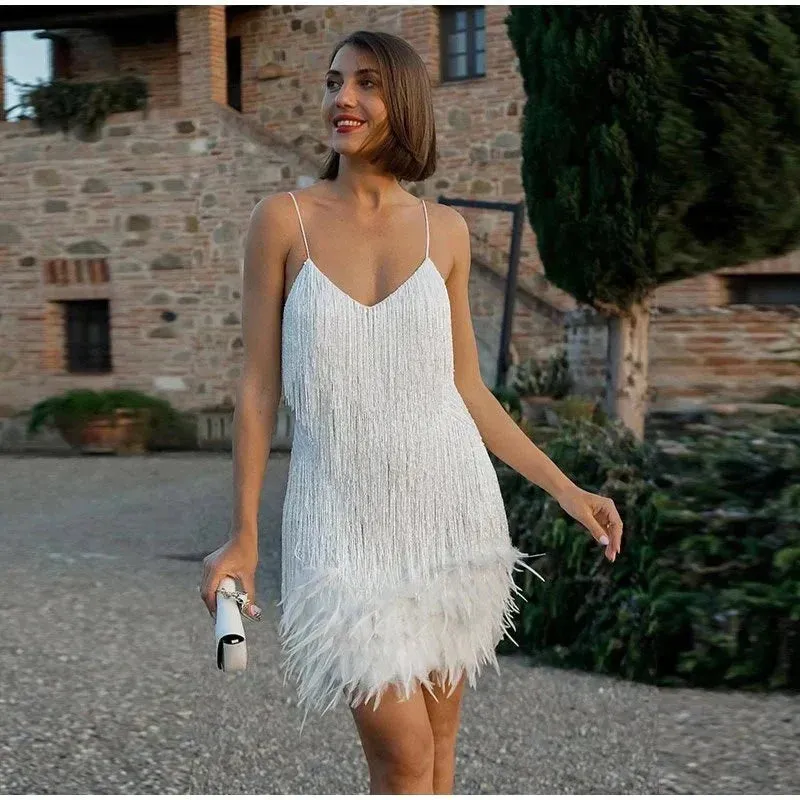 Sequin Fringe Mini Dress | Elegant Party Wear