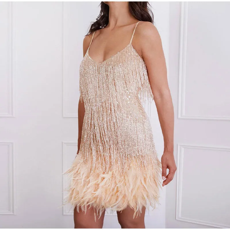 Sequin Fringe Mini Dress | Elegant Party Wear