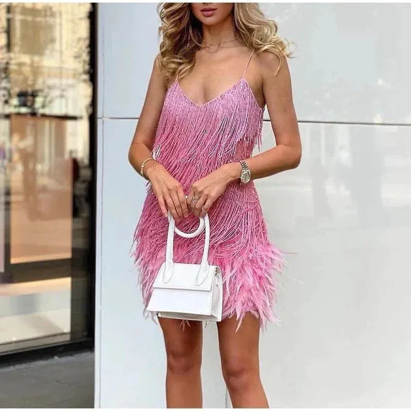 Sequin Fringe Mini Dress | Elegant Party Wear