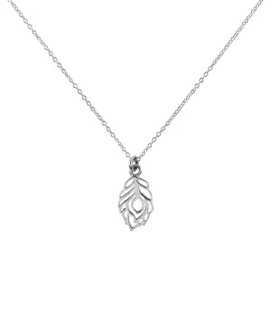 Shanasa Peacock Feather Dainty Charm Necklace - Sterling Silver
