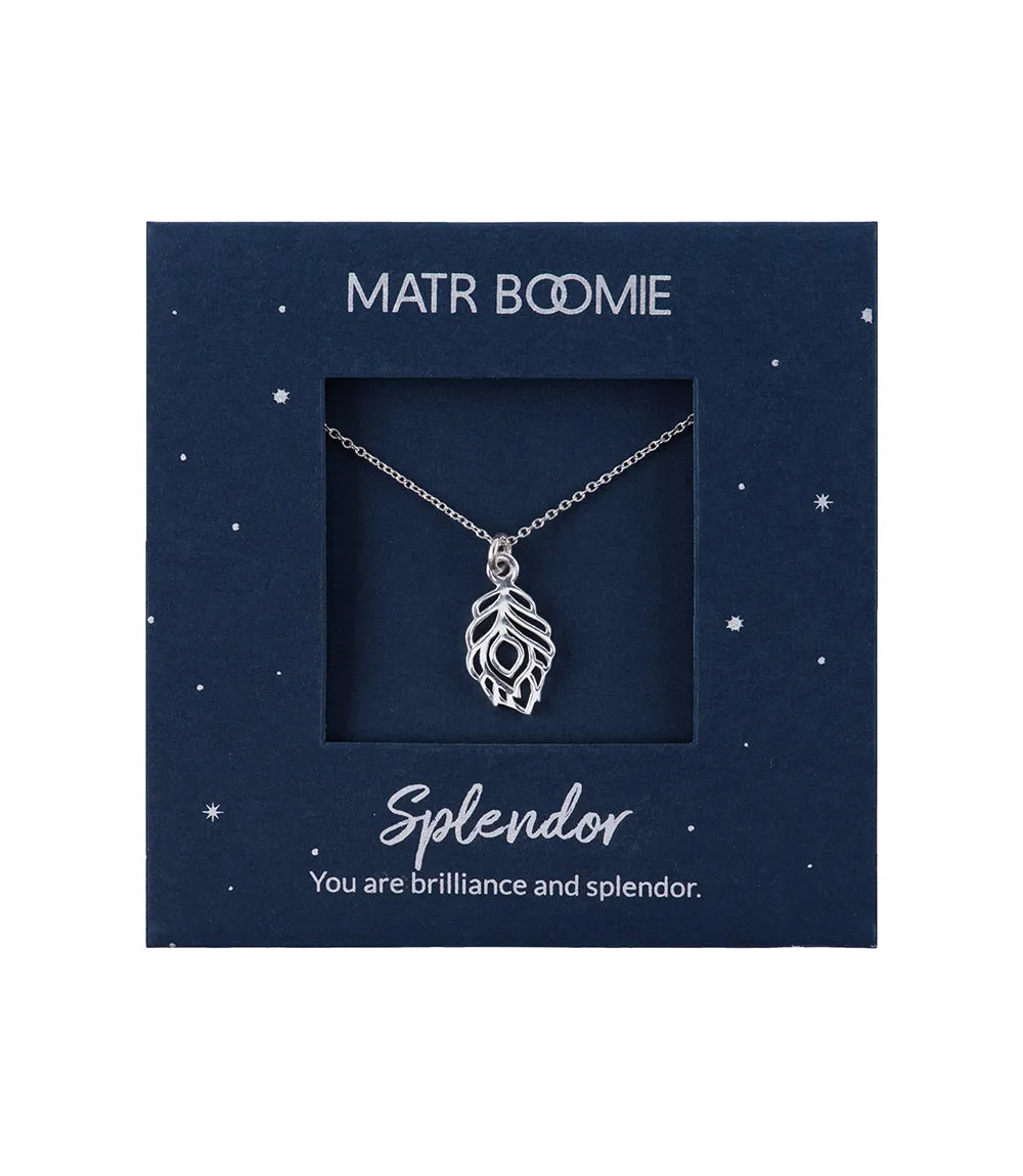 Shanasa Peacock Feather Dainty Charm Necklace - Sterling Silver