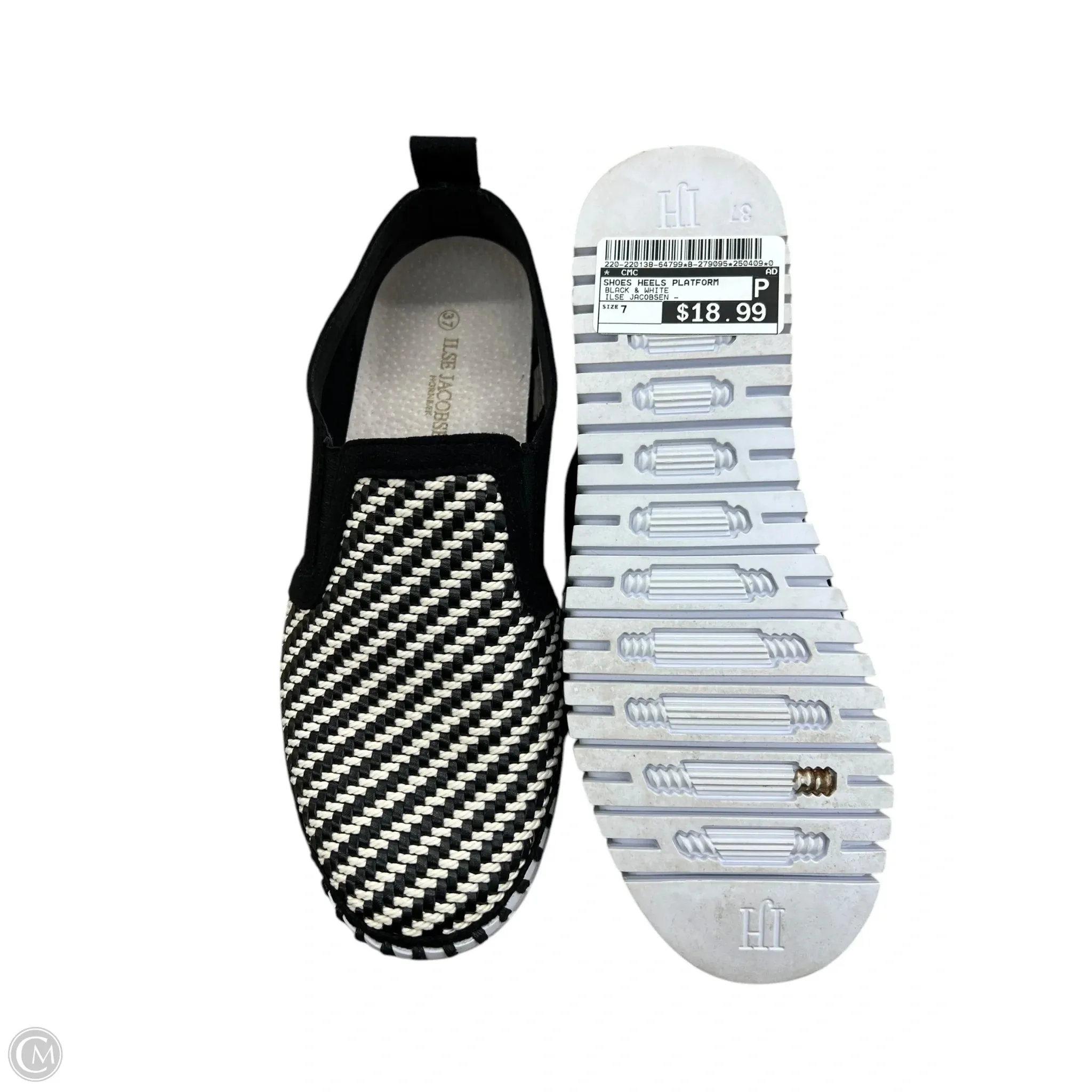 Shoes Heels Platform By Cmc In Black & White, Size: 7