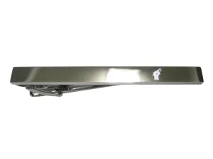 Silver Toned Etched Sleek Hand Holding Olive Branch Tie Clip