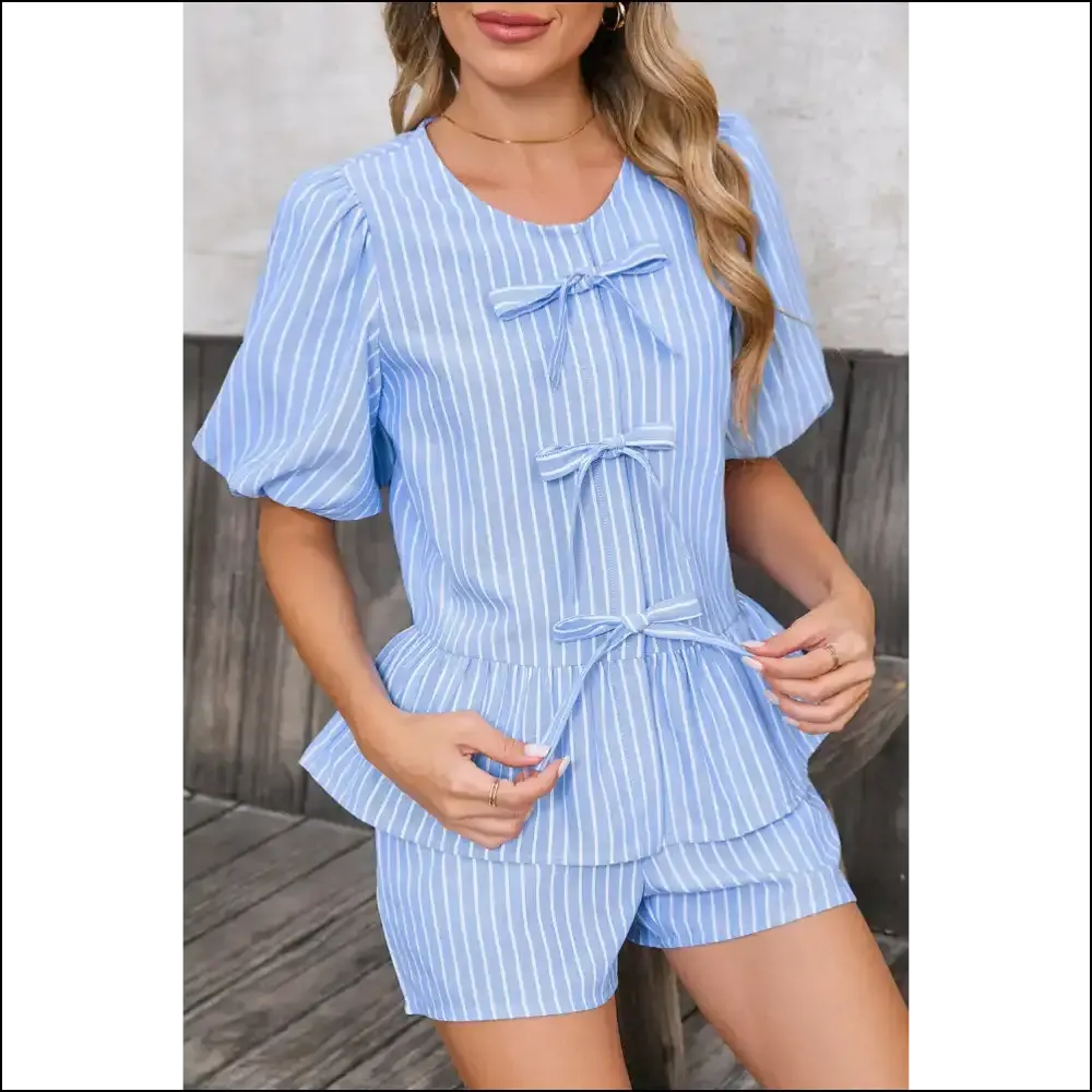 Sky Blue Shorts Set: Bow Tie Boss  👑 Needful Things