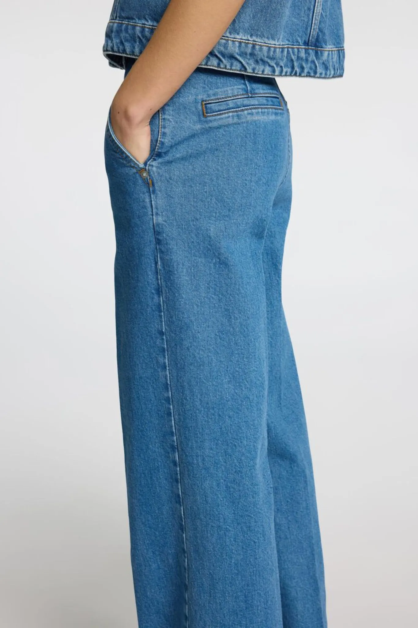 SLFEVELYN HW EXTRA WIDE JEANS - MEDIUM BLUE DENIM