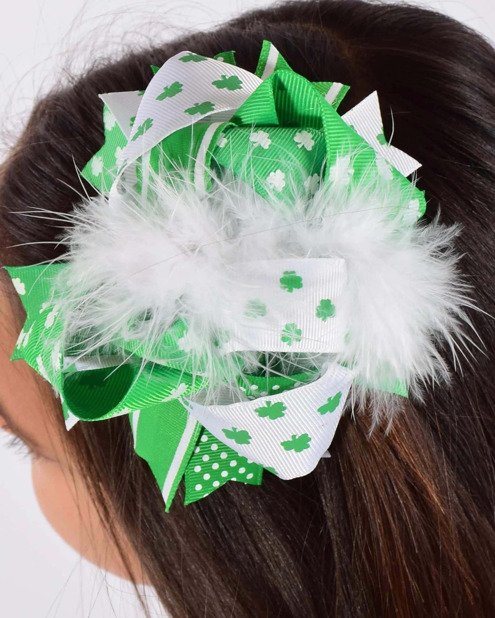 St Patricks 6in Marabou Boutique Bow