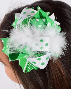 St Patricks 6in Marabou Boutique Bow