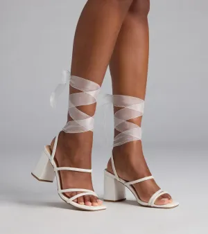 Stay Elegant Lace-Up Rhinestone Block Heels