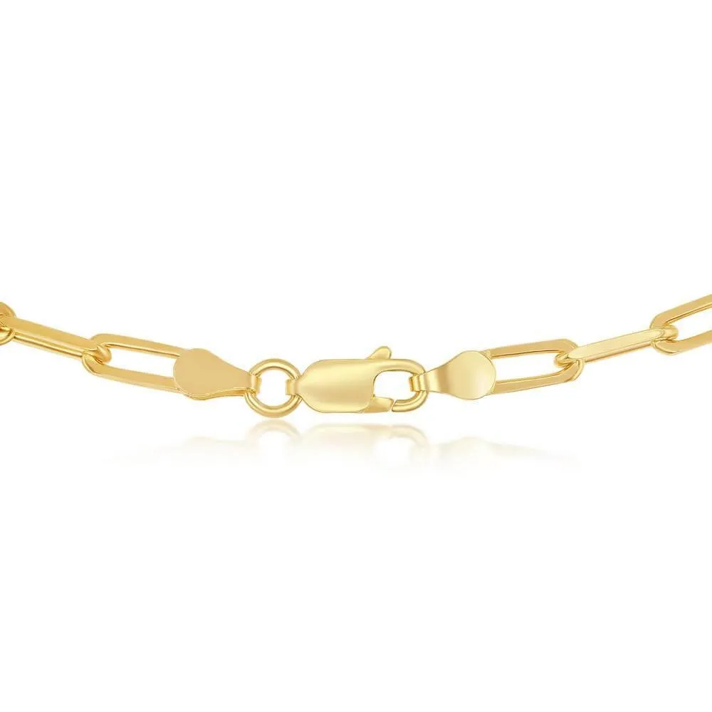 Sterling Silver 5.5mm Paper Clip Chain - Gold Plated 16"
