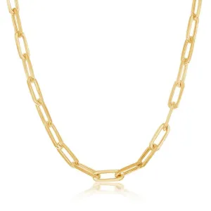Sterling Silver 5.5mm Paper Clip Chain - Gold Plated 16"