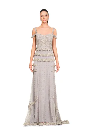 straight fit gown with cord work embroidered
