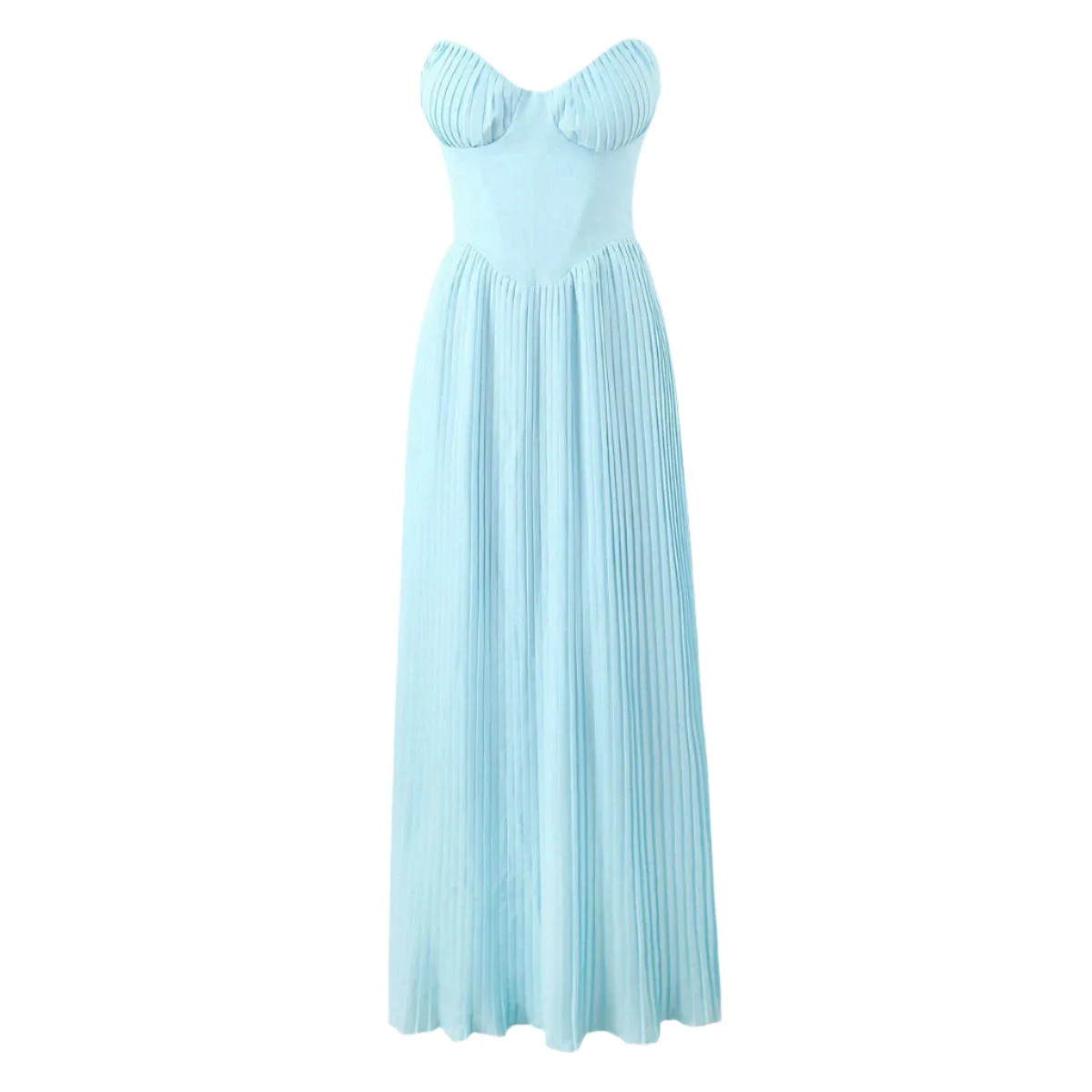 Strapless Pleated Maxi Dress