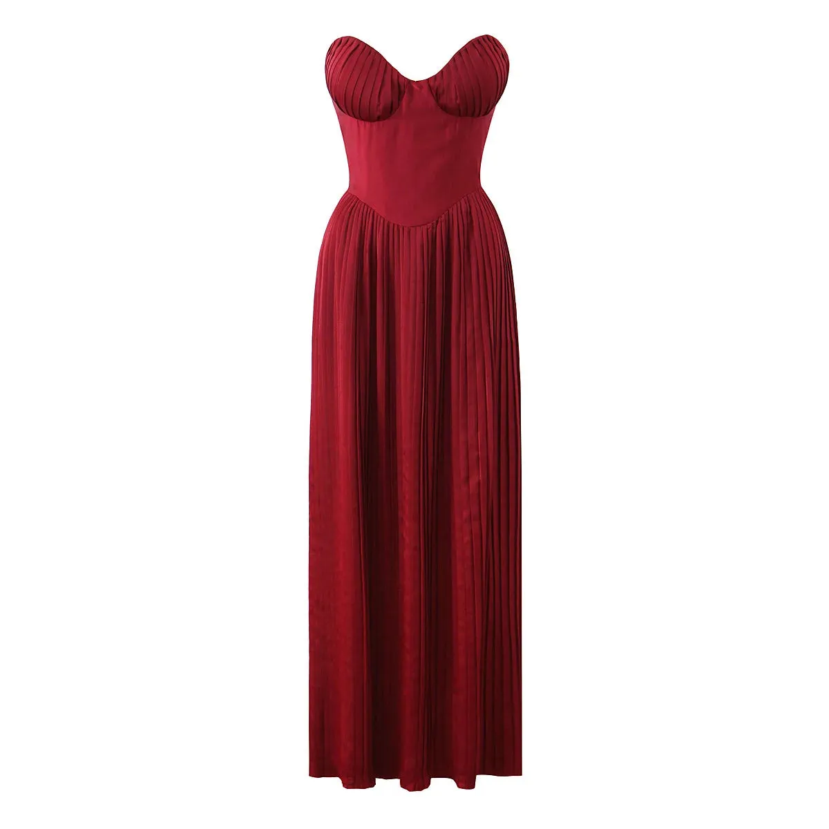 Strapless Pleated Maxi Dress