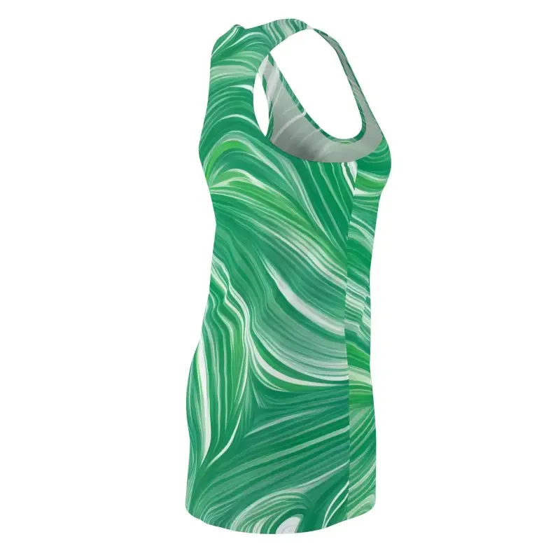 Stunning Racerback Dress with Abstract Wavy Pattern