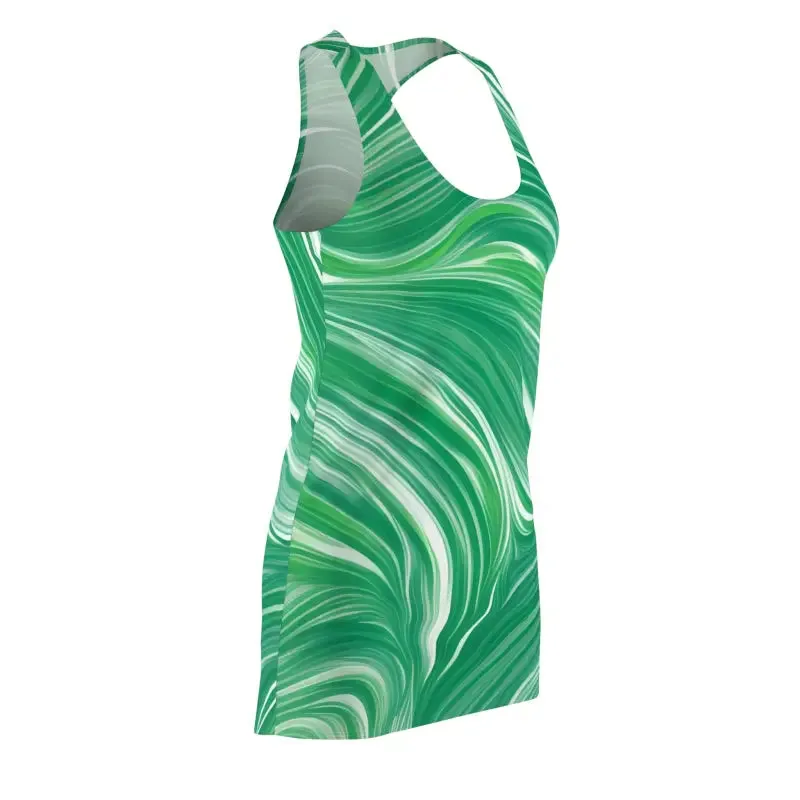 Stunning Racerback Dress with Abstract Wavy Pattern