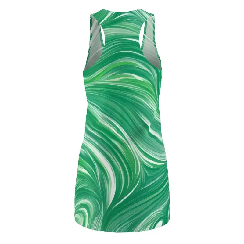 Stunning Racerback Dress with Abstract Wavy Pattern