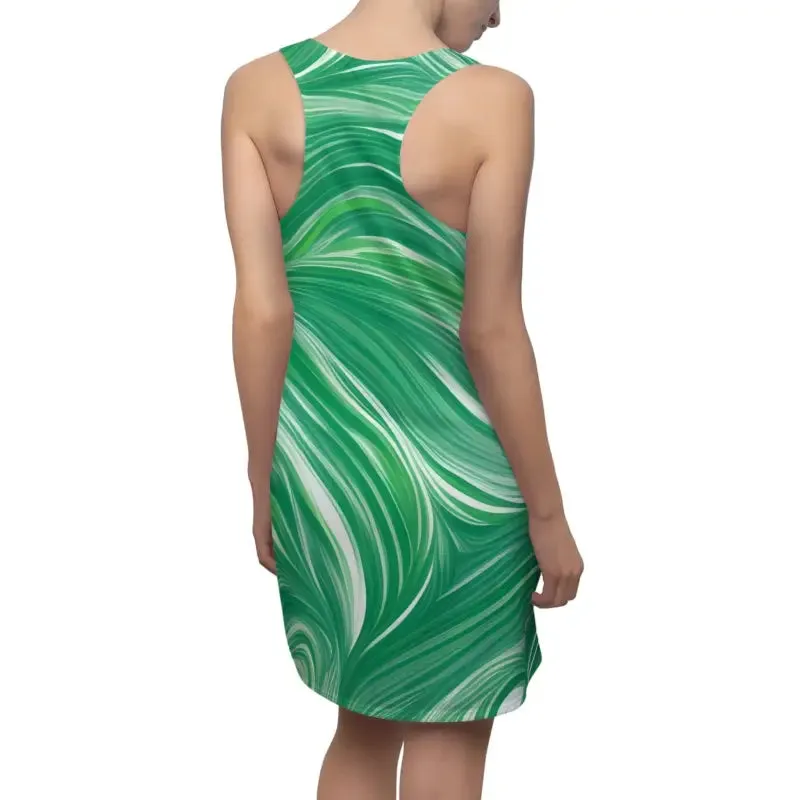 Stunning Racerback Dress with Abstract Wavy Pattern