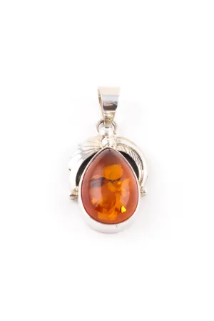 Teardrop Amber Sterling Silver Pendant