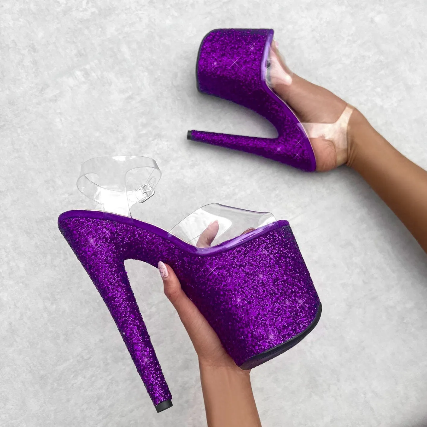 The Glitterati Xtra - Classic Stiletto - ENIGMA PURPLE - 8INCH