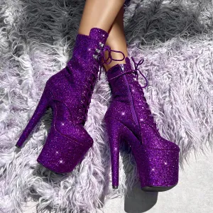The Glitterati Xtra - Wide Fit Boot - ENIGMA PURPLE - 8INCH