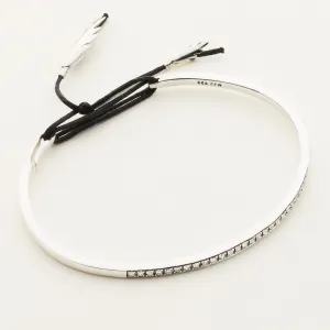 THREAD &amp; FEATHER BRACELET - silver with diamonds