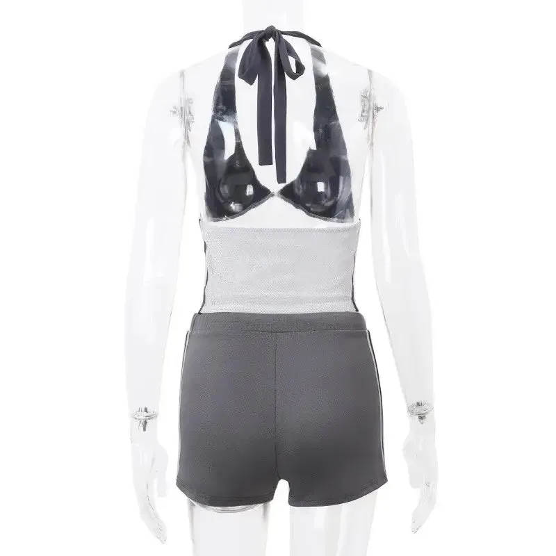 Vintage 90's Halter Top and Drawstring Shorts Set