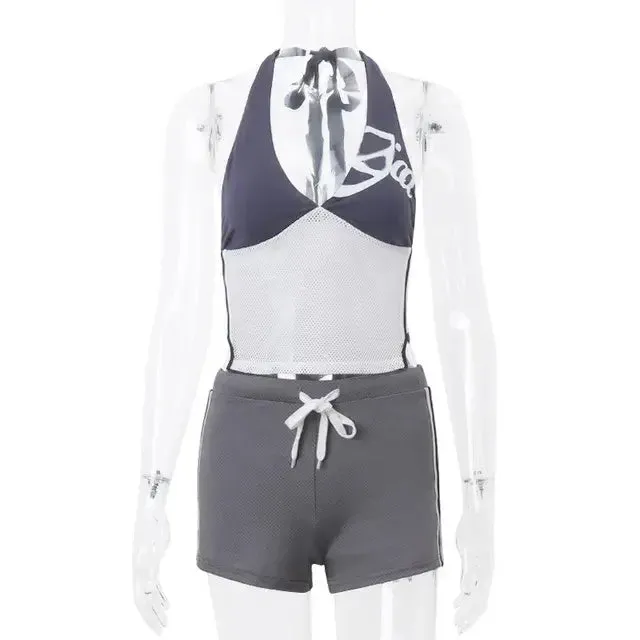 Vintage 90's Halter Top and Drawstring Shorts Set