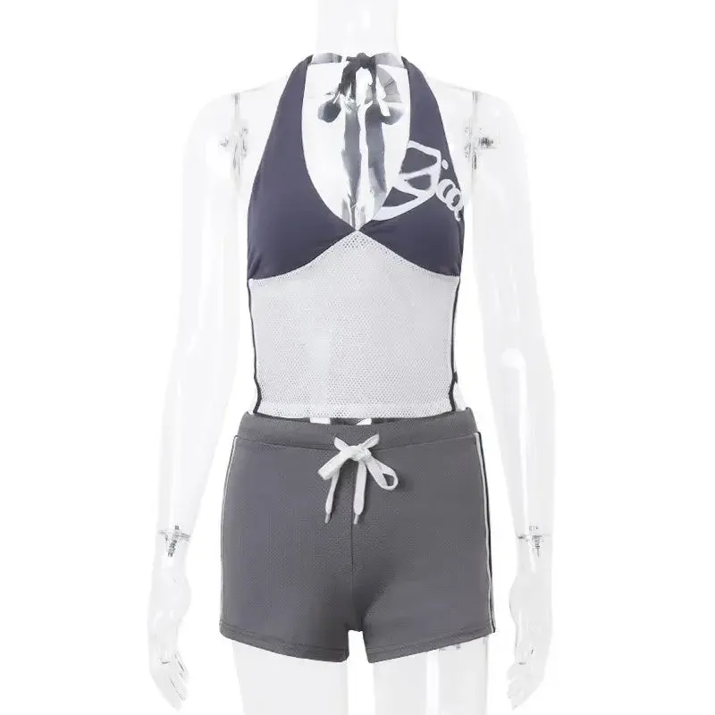 Vintage 90's Halter Top and Drawstring Shorts Set