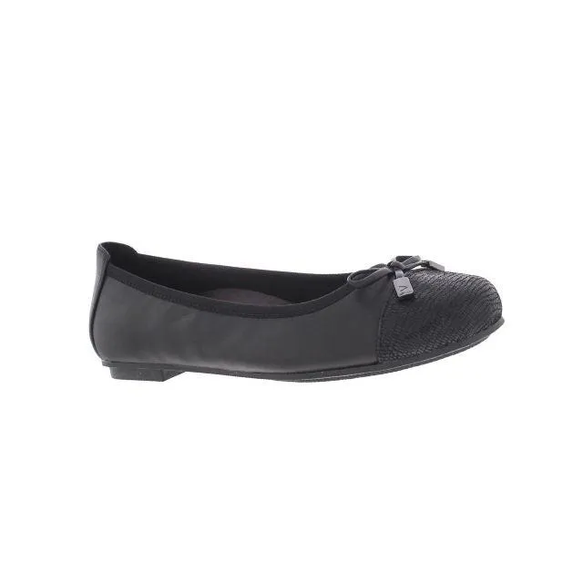 Vionic Women's Spark Minna Ballet Flat - Ladies Cap Toe Walking Flats with Concealed Orthotic Arch Support Black