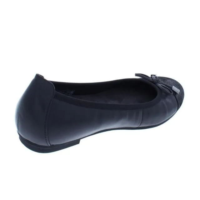 Vionic Women's Spark Minna Ballet Flat - Ladies Cap Toe Walking Flats with Concealed Orthotic Arch Support Black