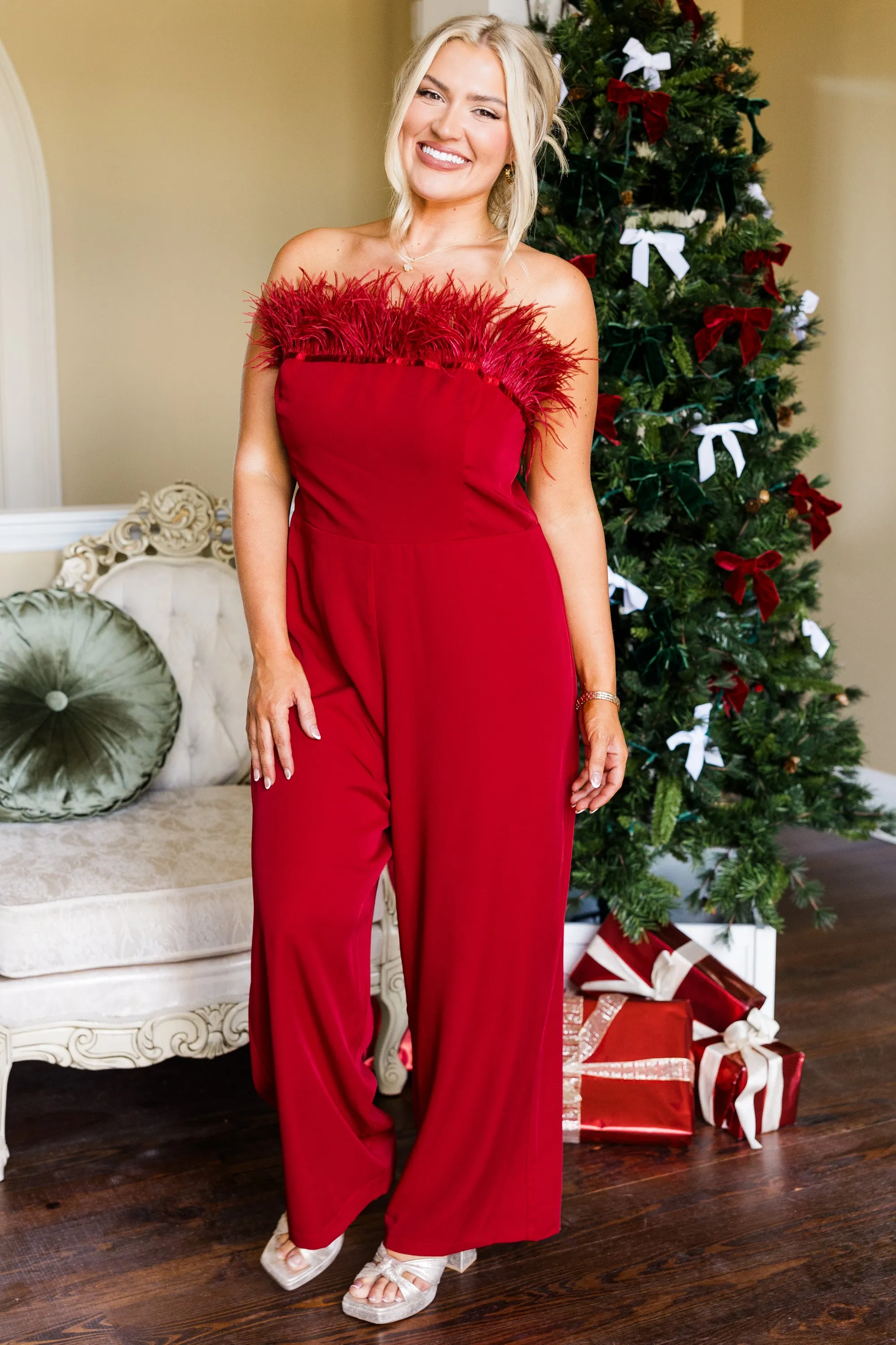 What A Charmer Jumpsuit, Red