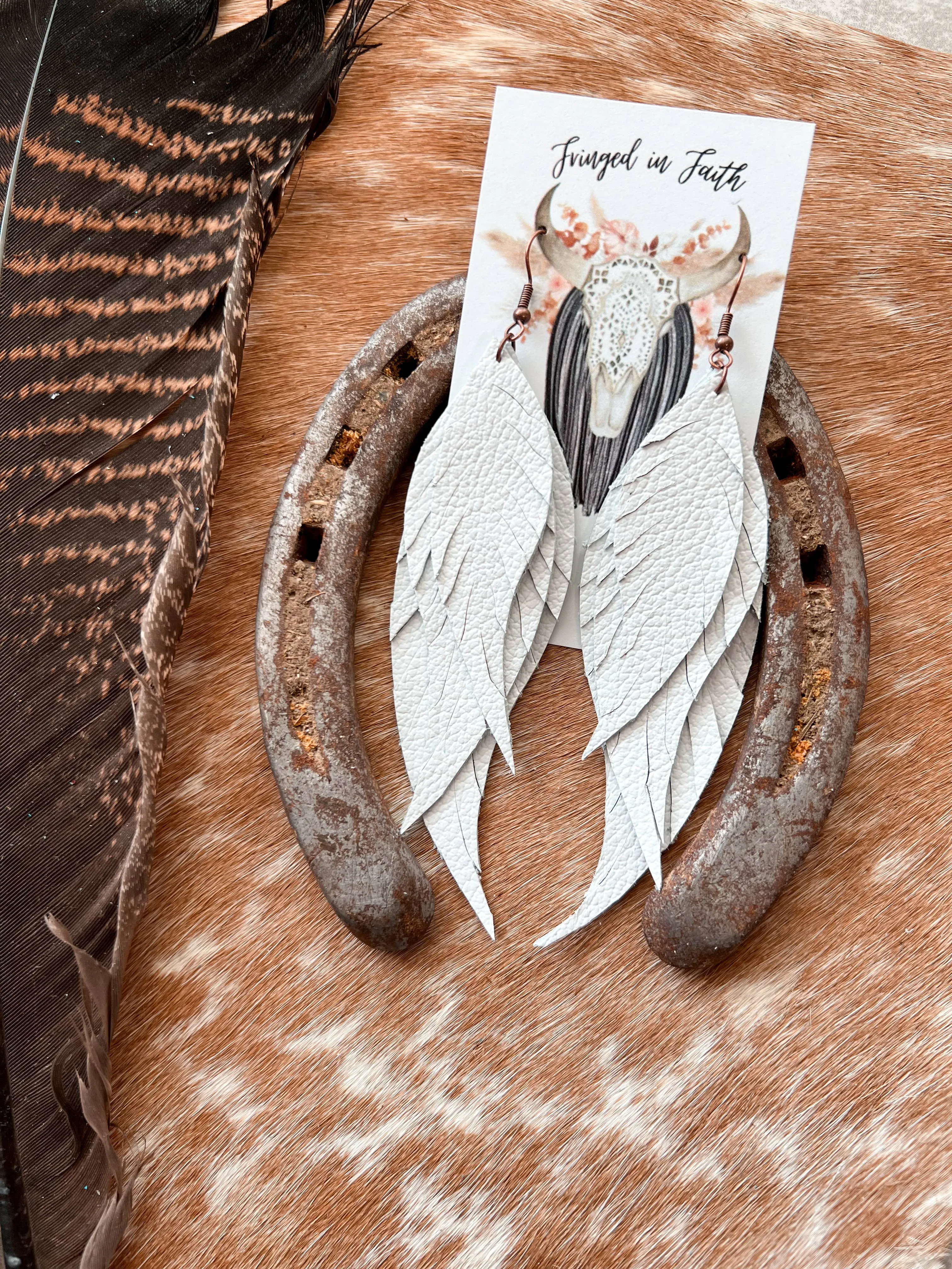 White 4' Fringed in Faith Dawson Fringe Feather