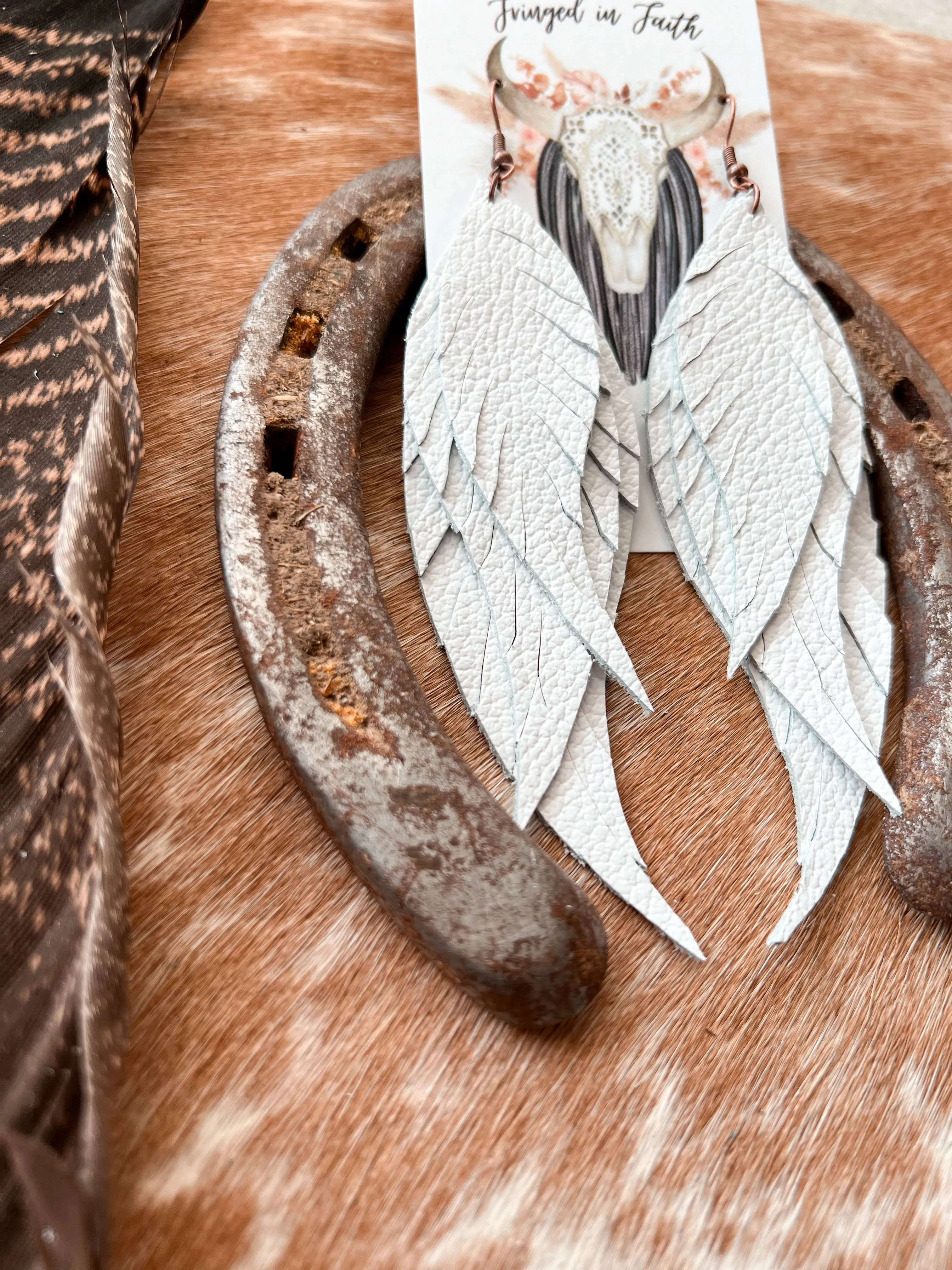White 4' Fringed in Faith Dawson Fringe Feather