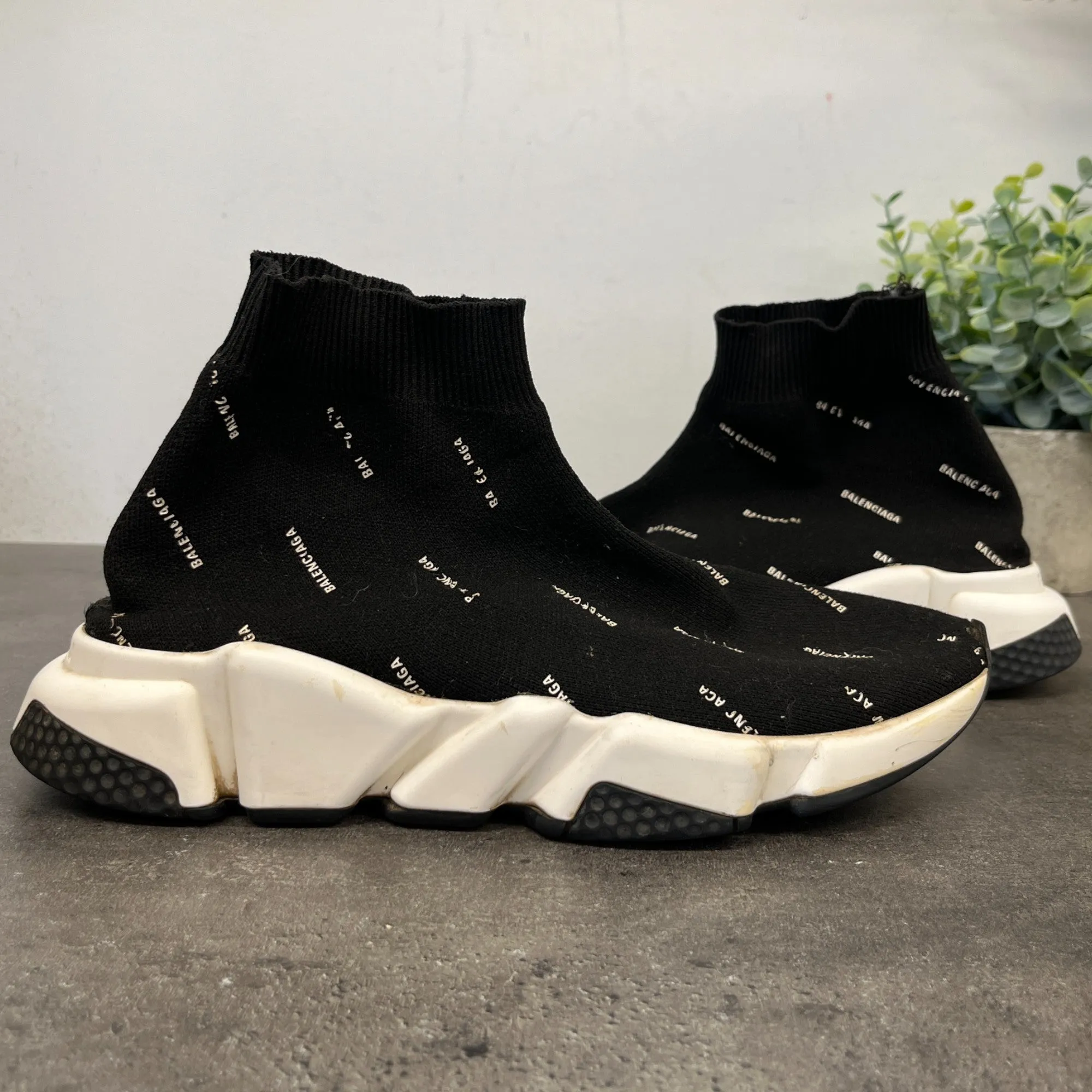 Women's All Over Logo Speed Sock High Trainers Black Size EU 38 / UK 5