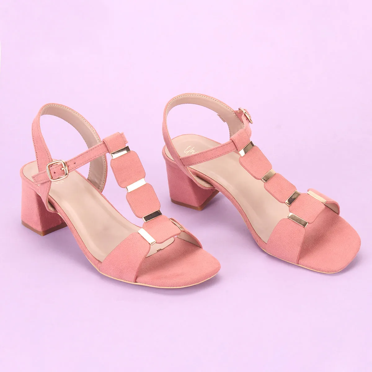 Womens "NAURAX" Fancy Block Heel Back Strap Sandals