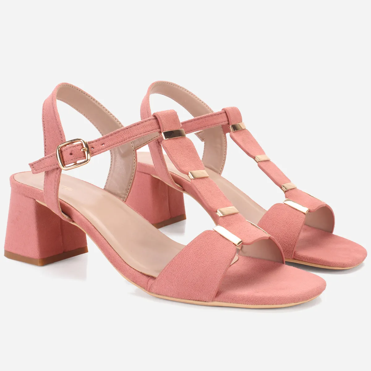 Womens "NAURAX" Fancy Block Heel Back Strap Sandals