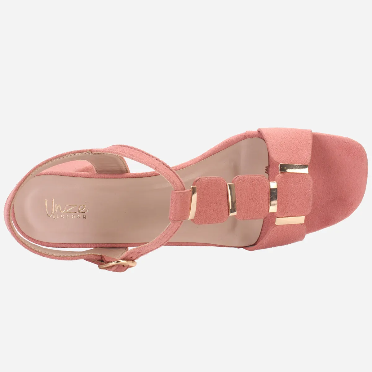 Womens "NAURAX" Fancy Block Heel Back Strap Sandals