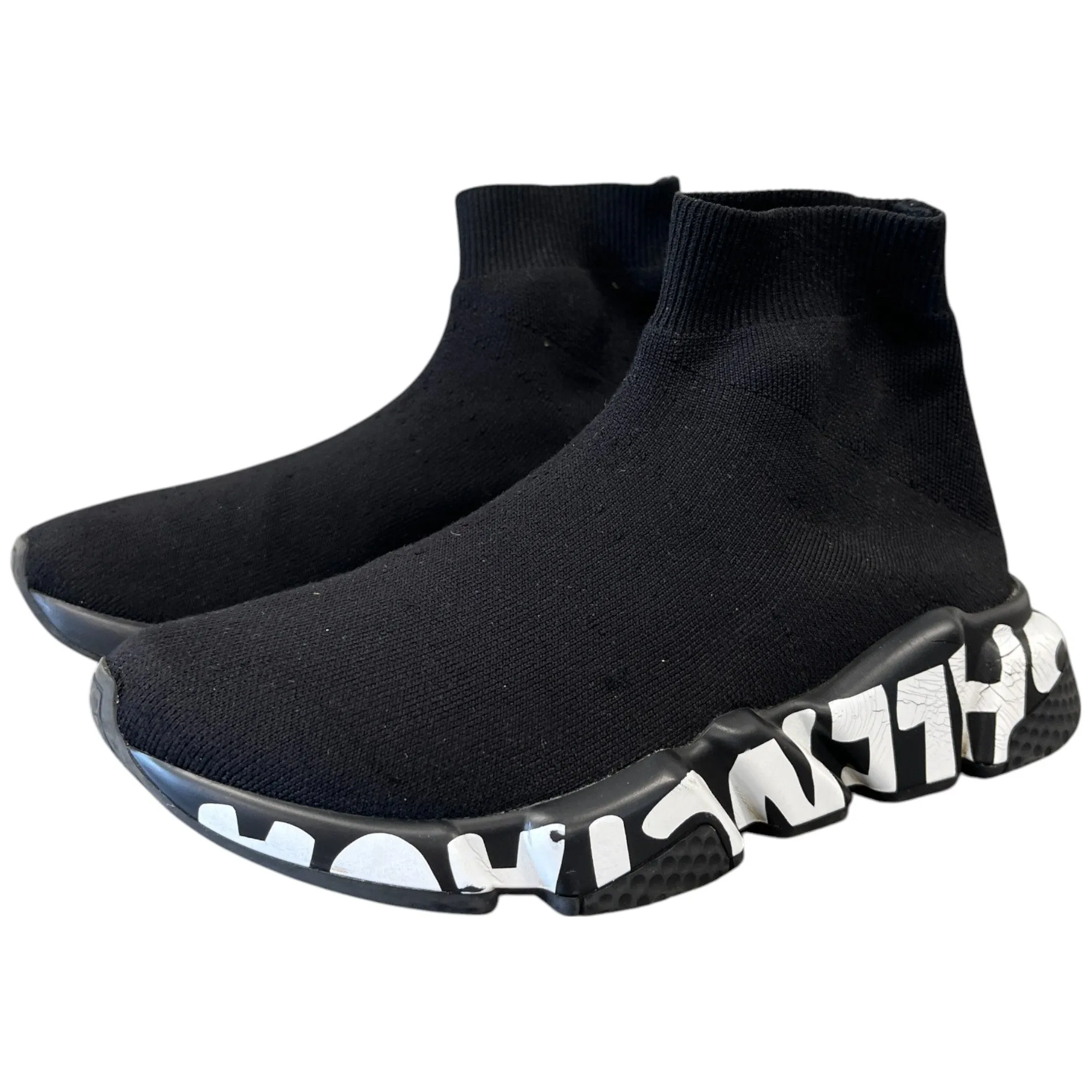 Women's Speed Sock Graffiti High Trainers Black Size EU 37 / UK 4
